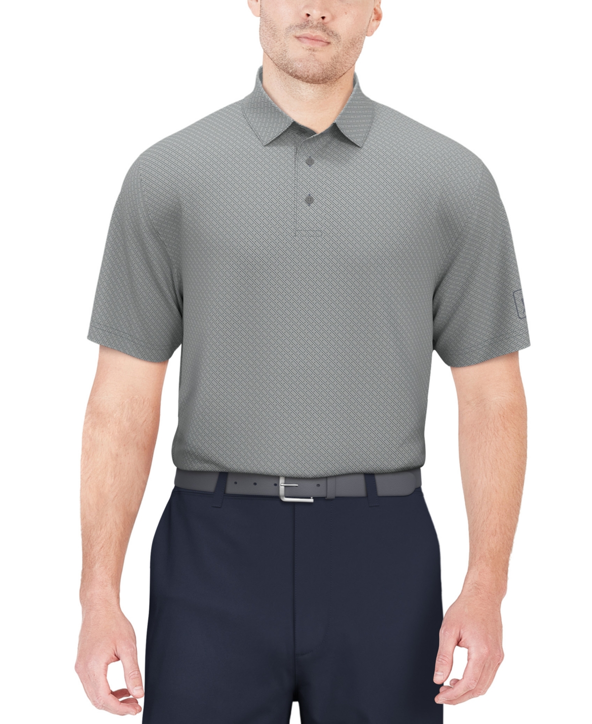 Men's Short Sleeve Geo Jacquard Performance Polo Shirt - Shell Pink
