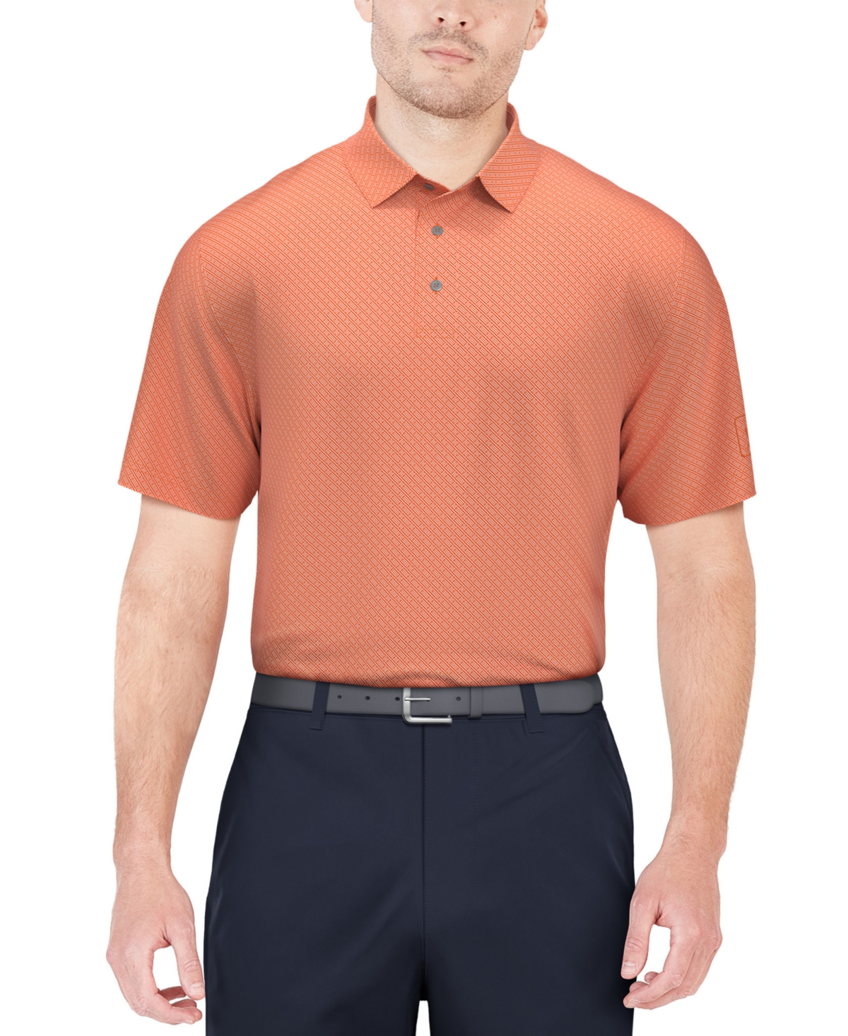 Men's Short Sleeve Geo Jacquard Performance Polo Shirt - Shell Pink