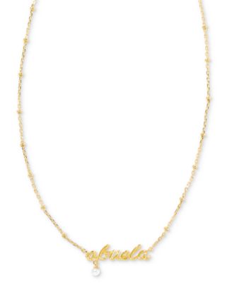 Kendra Scott - 14k Gold-Plated Cultured Freshwater Pearl Abuela Script 19" Adjustable Pendant Necklace