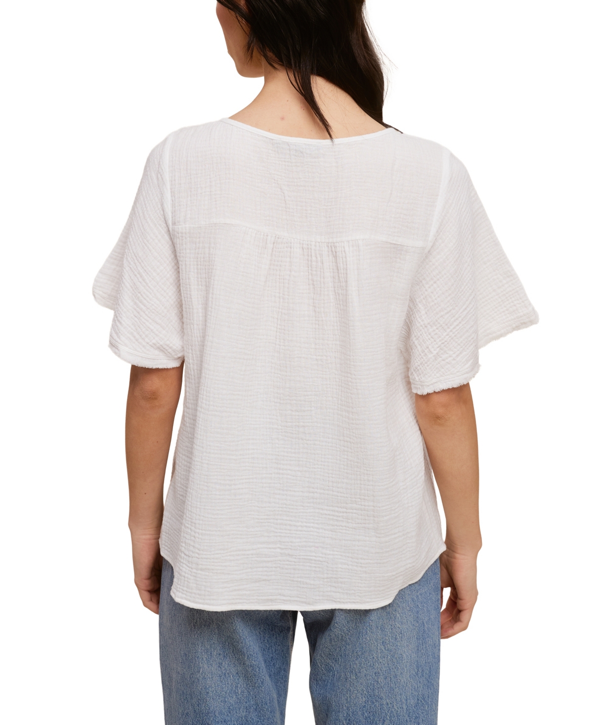 John Paul Richard Cotton Gauze Top with Ric Rack Trim at Yoke