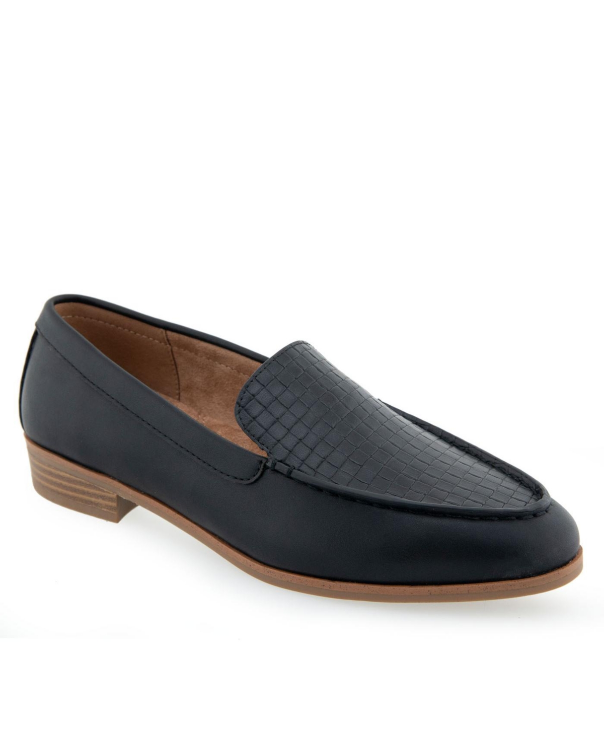 Shop Aerosoles Women's Edna Tailored Loafers In Black Polyurethane