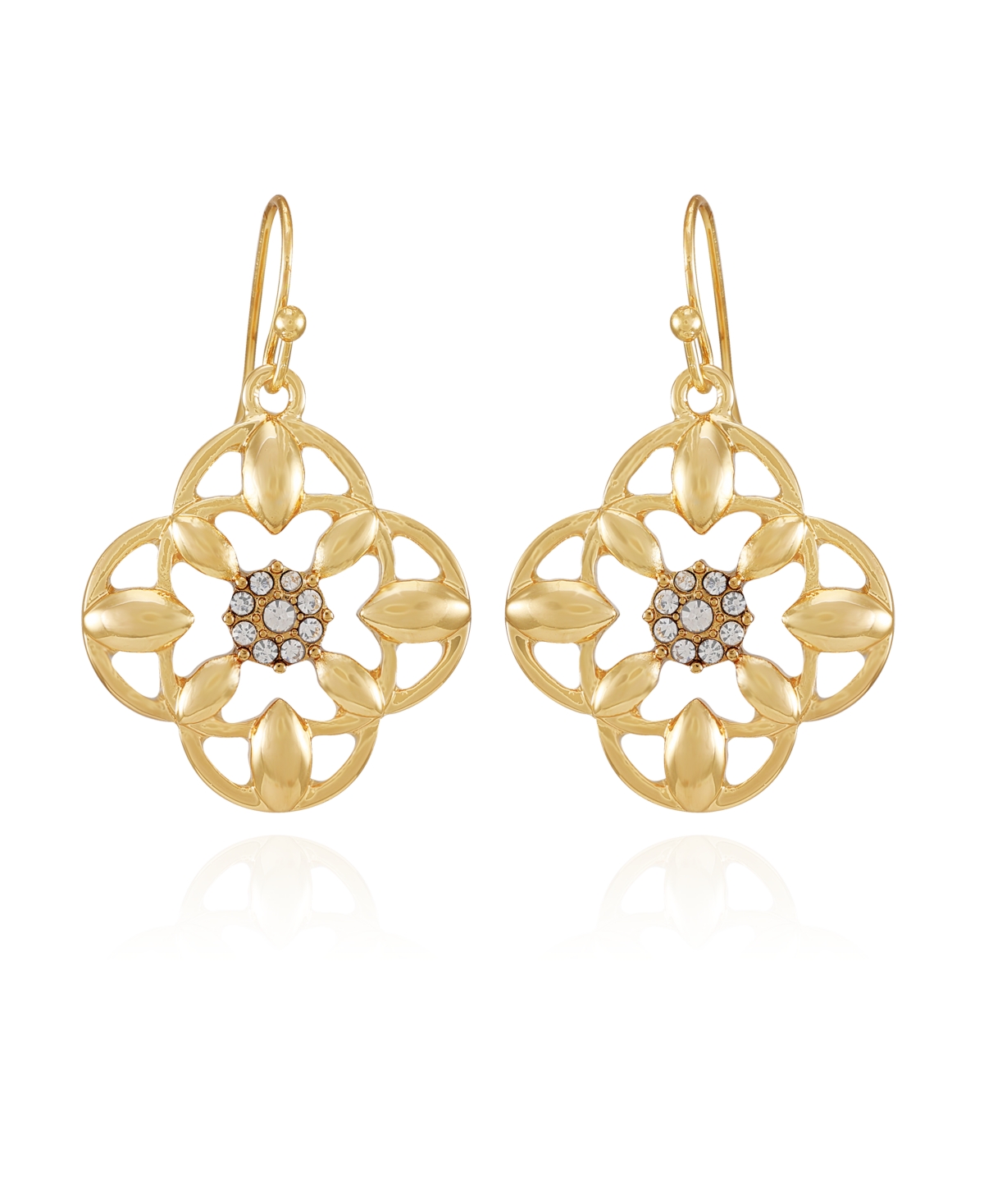 Shop T Tahari Gold-tone Glass Stone Drop Earrings