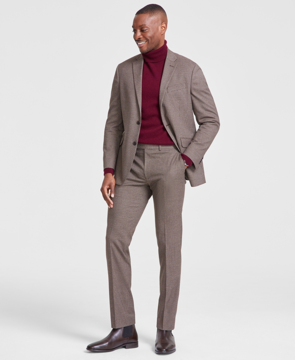 Kenneth Cole Reaction Men's Techni-cole Slim-fit Stretch Suit In Tan,brown
