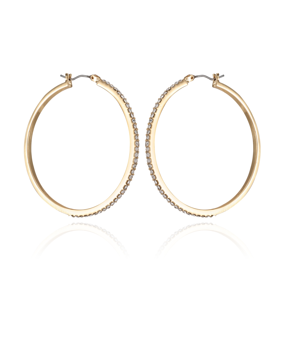 Shop T Tahari Gold-tone Textured Hoop Earrings