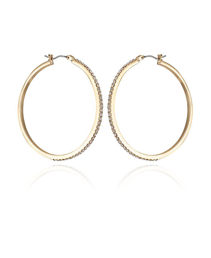 T Tahari Gold-Tone Textured Hoop Earrings - Macy's