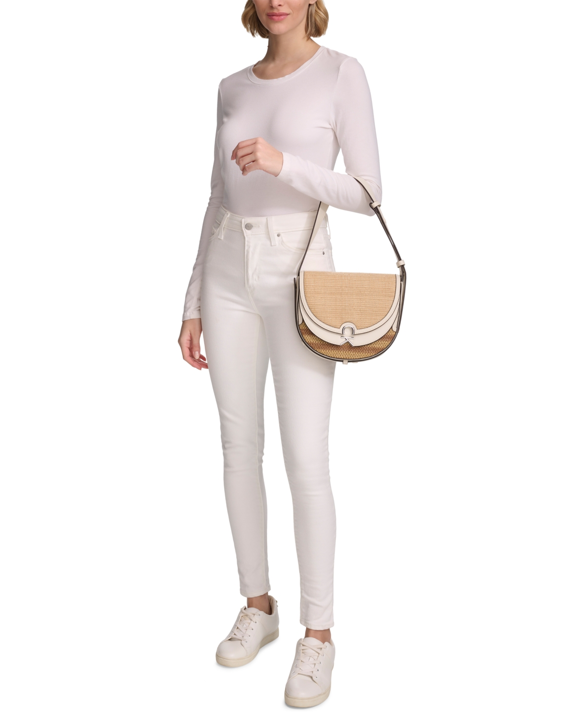 Shop Calvin Klein Crisell Saddle Bag In White Natural