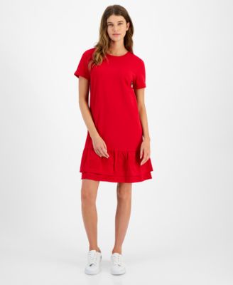 Tommy Hilfiger - Women's Crewneck Short-Sleeve Embroidered Dress