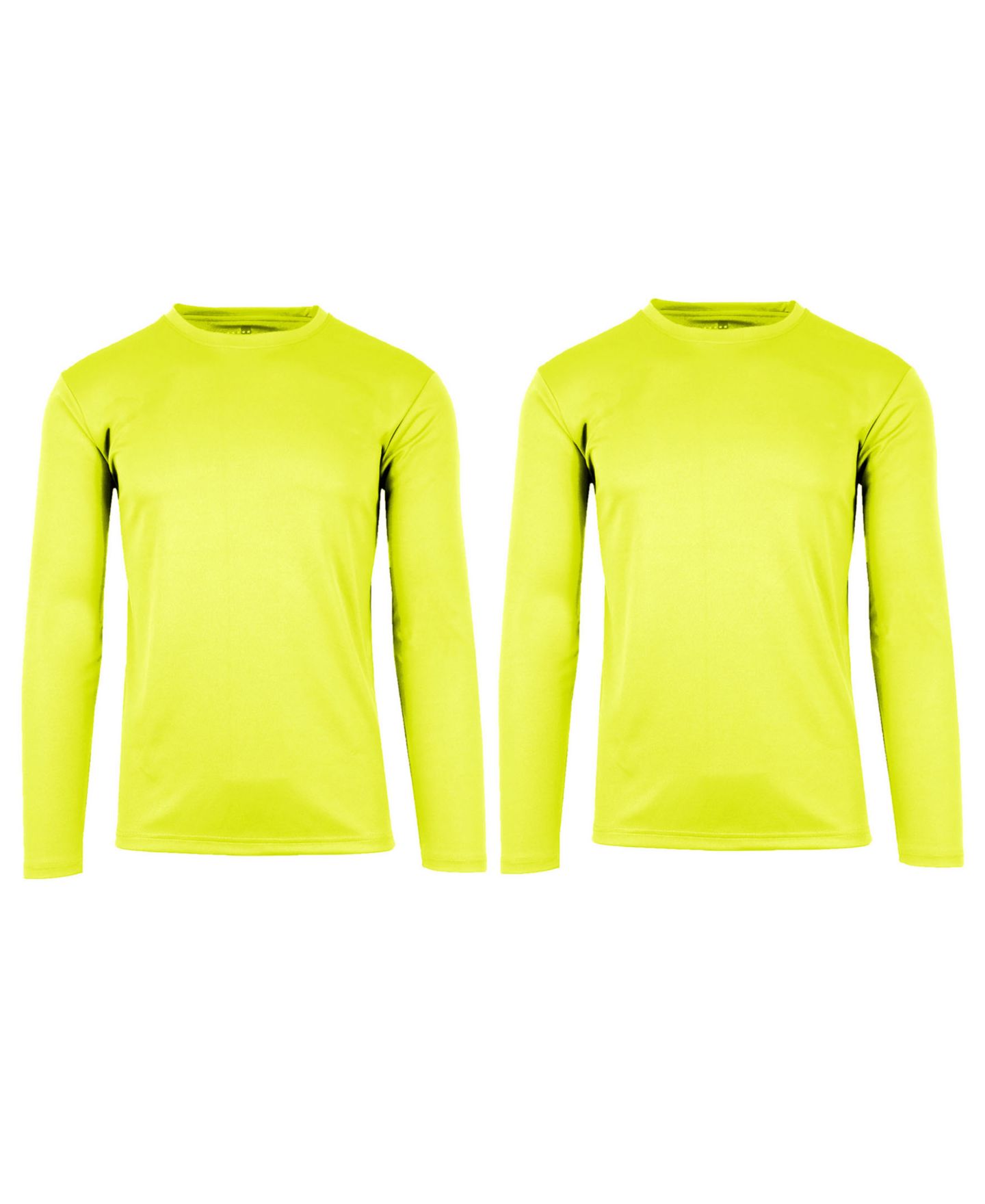 Мужские футболки Galaxy By Harvic Long Sleeve Moisture-Wicking Performance Crew Neck Tee -2 Pack, цвет: Неоновый зелёный — фото 1