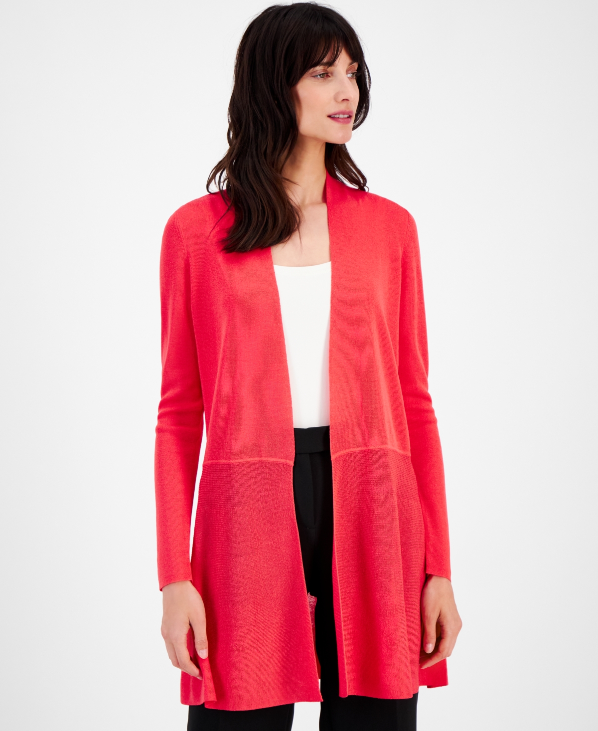 Monterey Open-Front Longline Cardigan - Red Pear