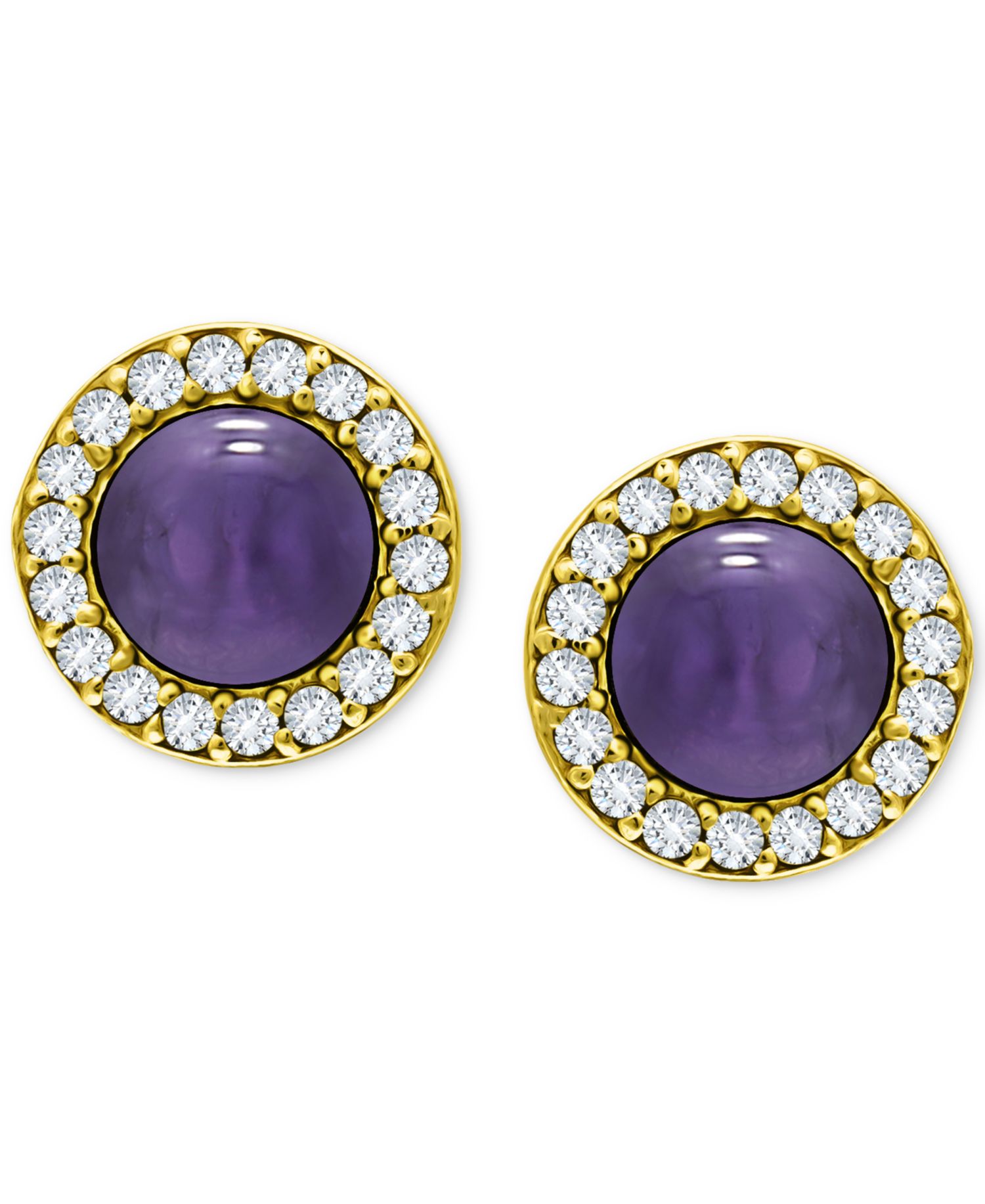 Onyx & Cubic Zirconia Halo Stud Earrings in Sterling Silver