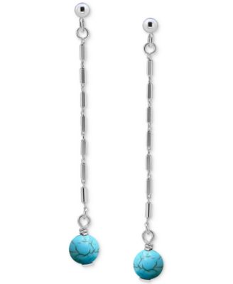 Gemstone Bead Chain Drop Earrings in 18k Gold-Plated Sterling Silver