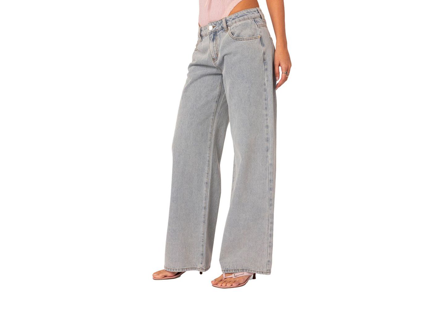 Женские джинсы Edikted Bow pocket relaxed, цвет: Светлый синий — фото 7