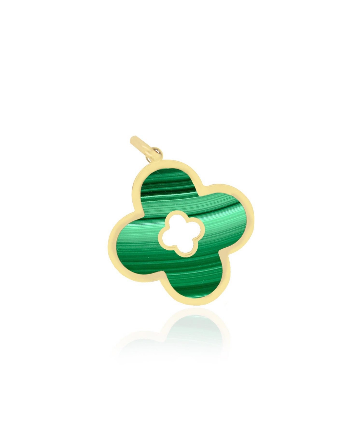 Malachite Clover Cut Out Charm 14K Gold - Green