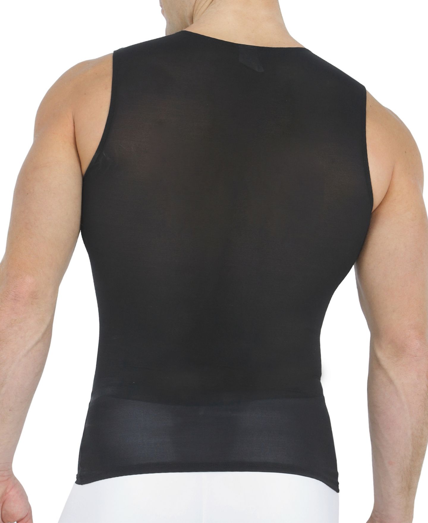 Мужская рубашка Instaslim Big & Tall Power Mesh Compression Sleeveless Crewneck, цвет: Чёрный — фото 2