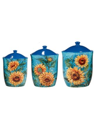 Golden Sunflowers Set of 3 Canisters