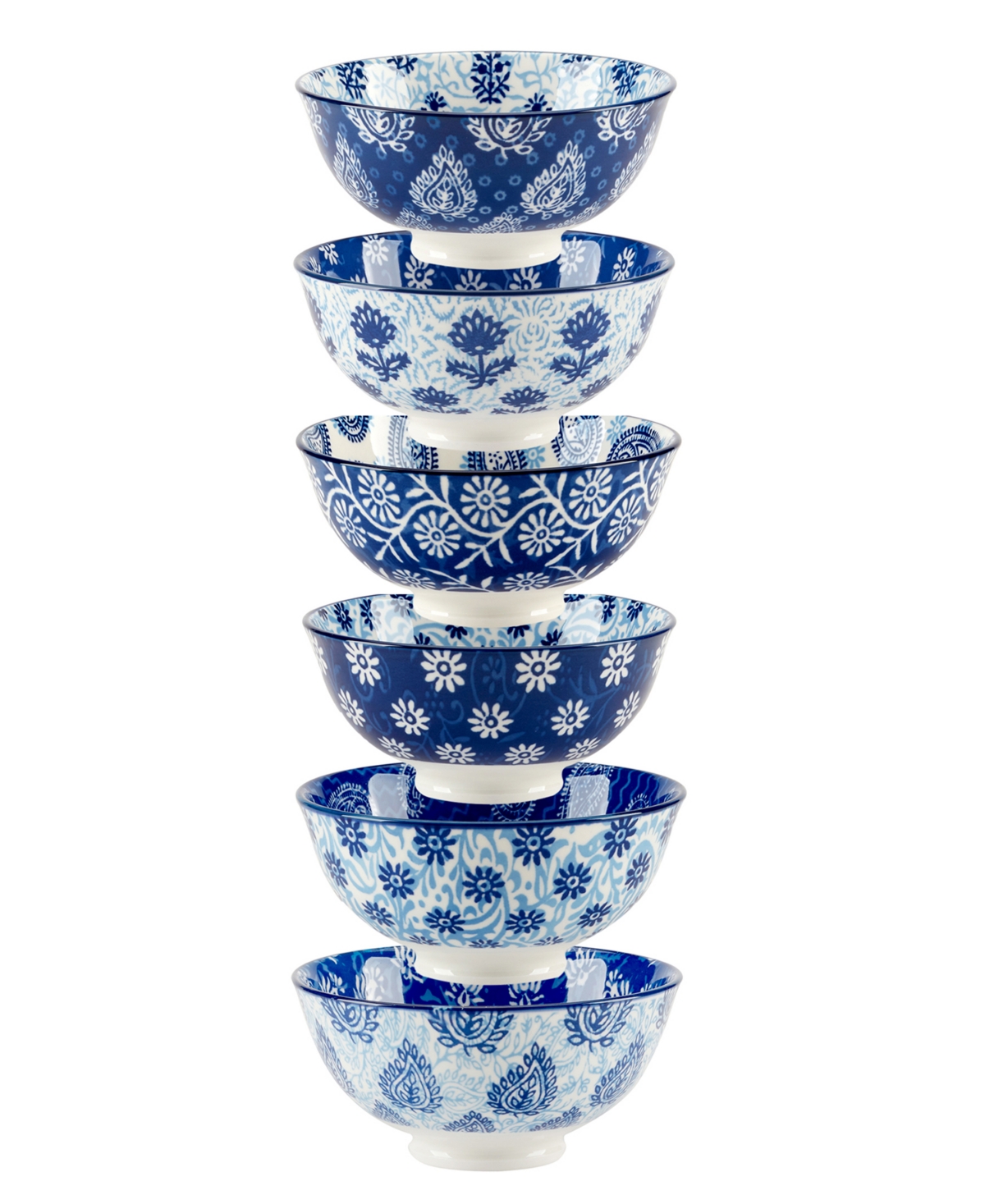 Certified International Carnival Blue Set Of 6 All Purpose Bowl, 4.75" 6 Asst In Miscellaneous