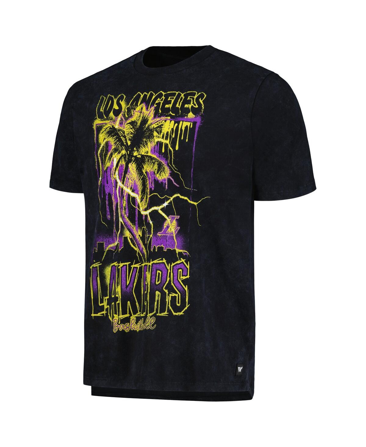 Shop The Wild Collective Men's And Women's  Black Distressed Los Angeles Lakers Tour Band T-shirt
