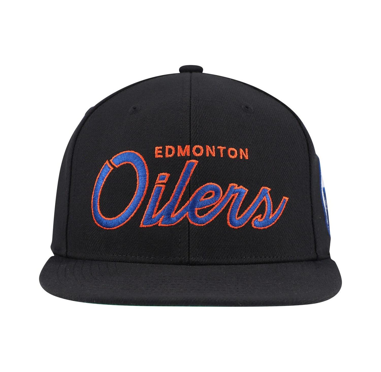 Men's Black Edmonton Oilers Core Team Script 2.0 Snapback Hat
