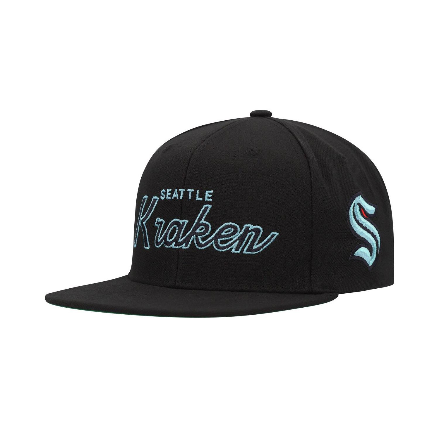 Men's Black Seattle Kraken Core Team Script 2.0 Snapback Hat