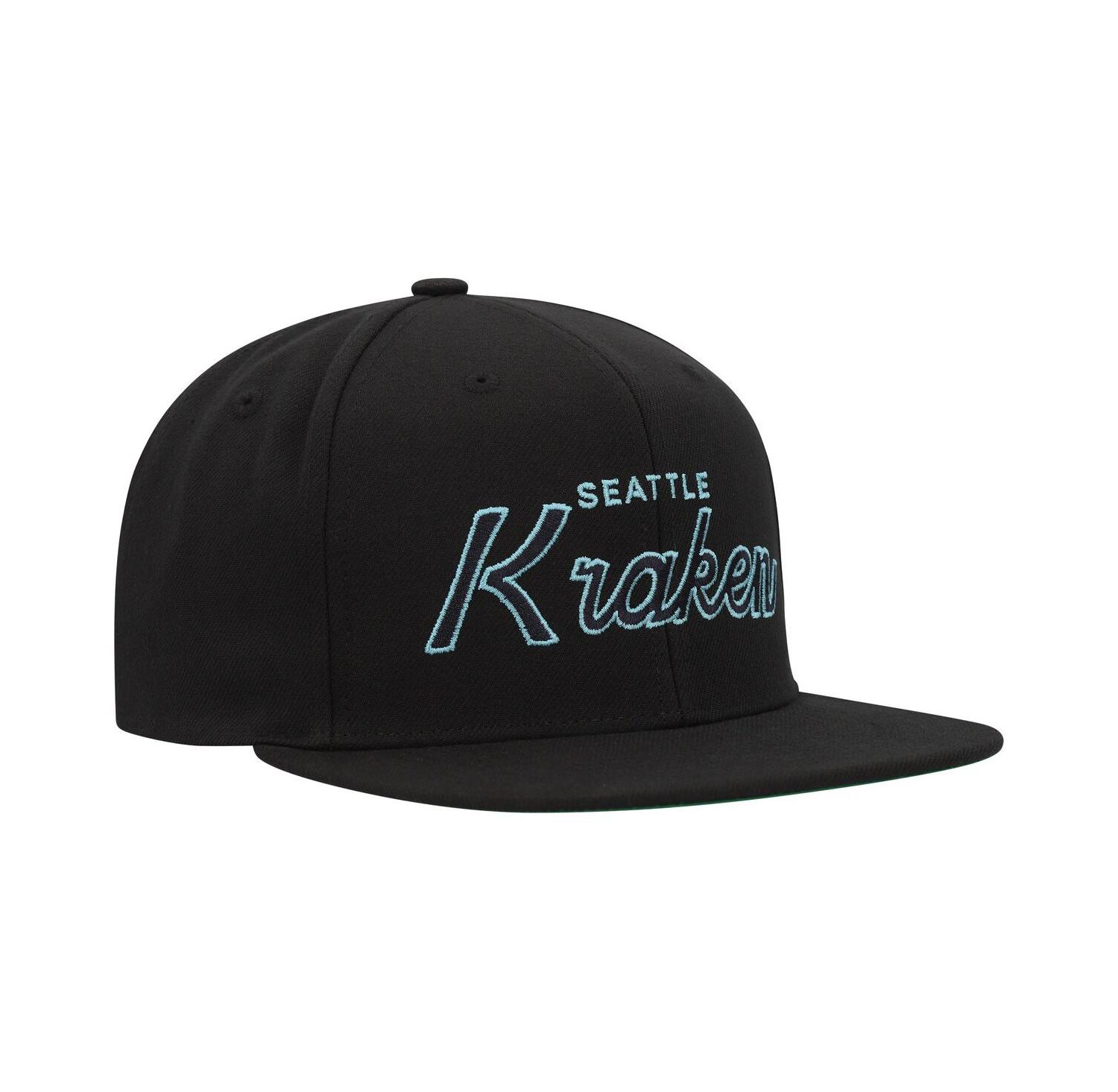 Men's Black Seattle Kraken Core Team Script 2.0 Snapback Hat