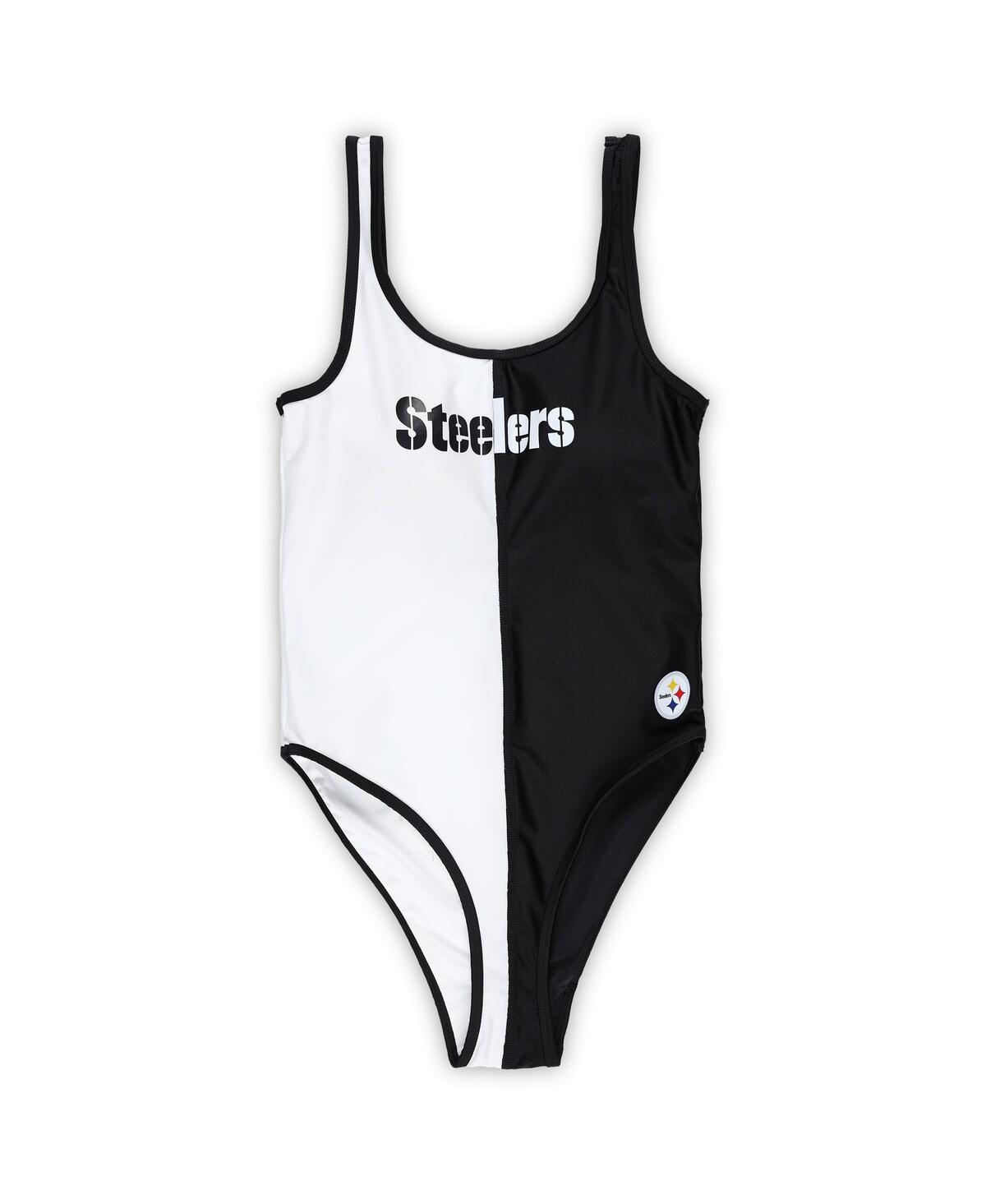 G-iii 4her By Carl Banks Women's  Black, White Pittsburgh Steelers Last Stand One-piece Swimsuit In Black,white