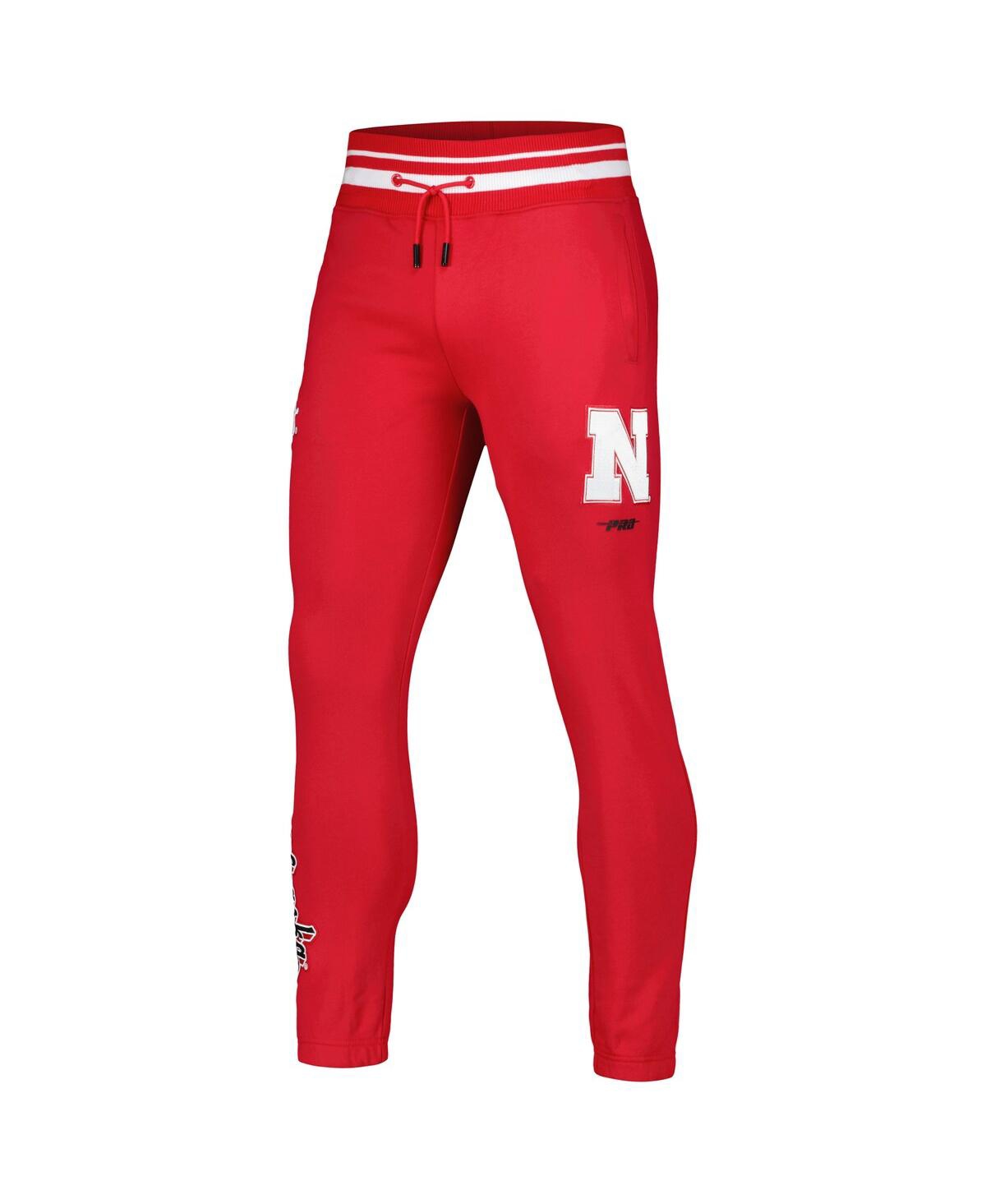 Shop Pro Standard Men's  Scarlet Nebraska Huskers Script Tail Fleece Sweatpants