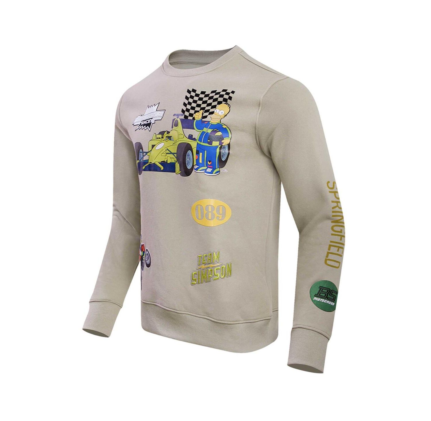 Men's and Women's Khaki The Simpsons Racing Simpsons Pullover Sweatshirt