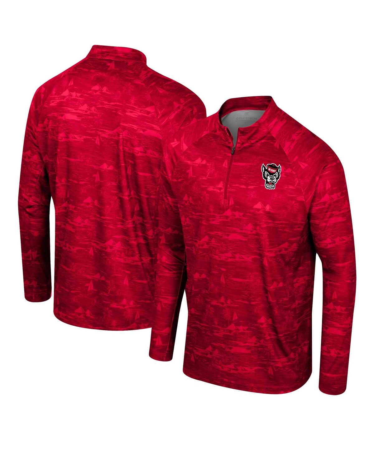 Shop Colosseum Men's  Red Nc State Wolfpack Carson Raglan Quarter-zip Jacket