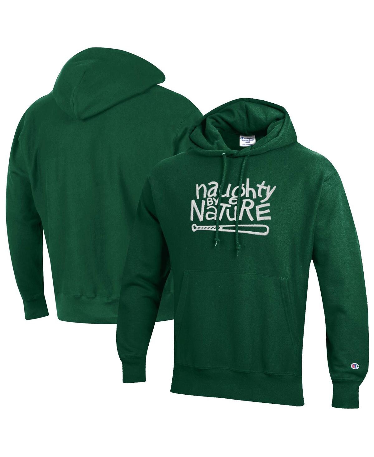 Men's and Women's Champion Hunter Green Naughty by Nature Reverse Weave Fleece Pullover Hoodie - Hunter Green