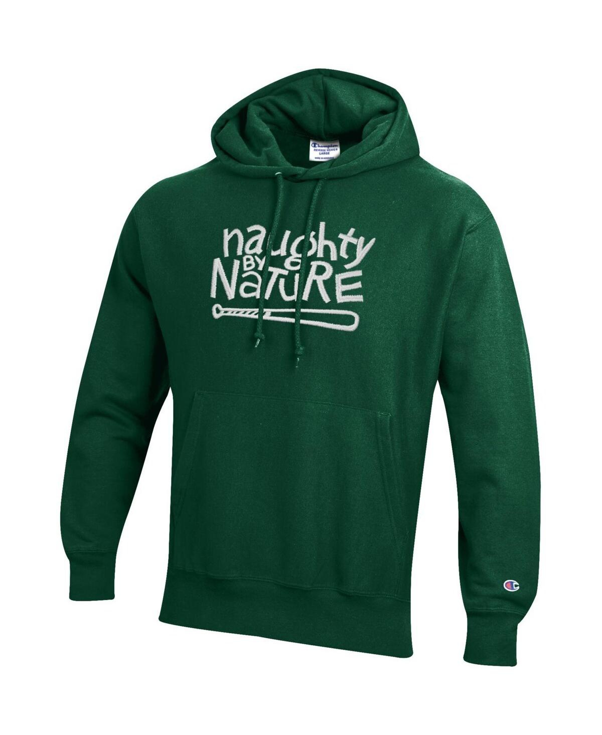 Shop Champion Men's And Women's  Hunter Green Naughty By Nature Reverse Weave Fleece Pullover Hoodie