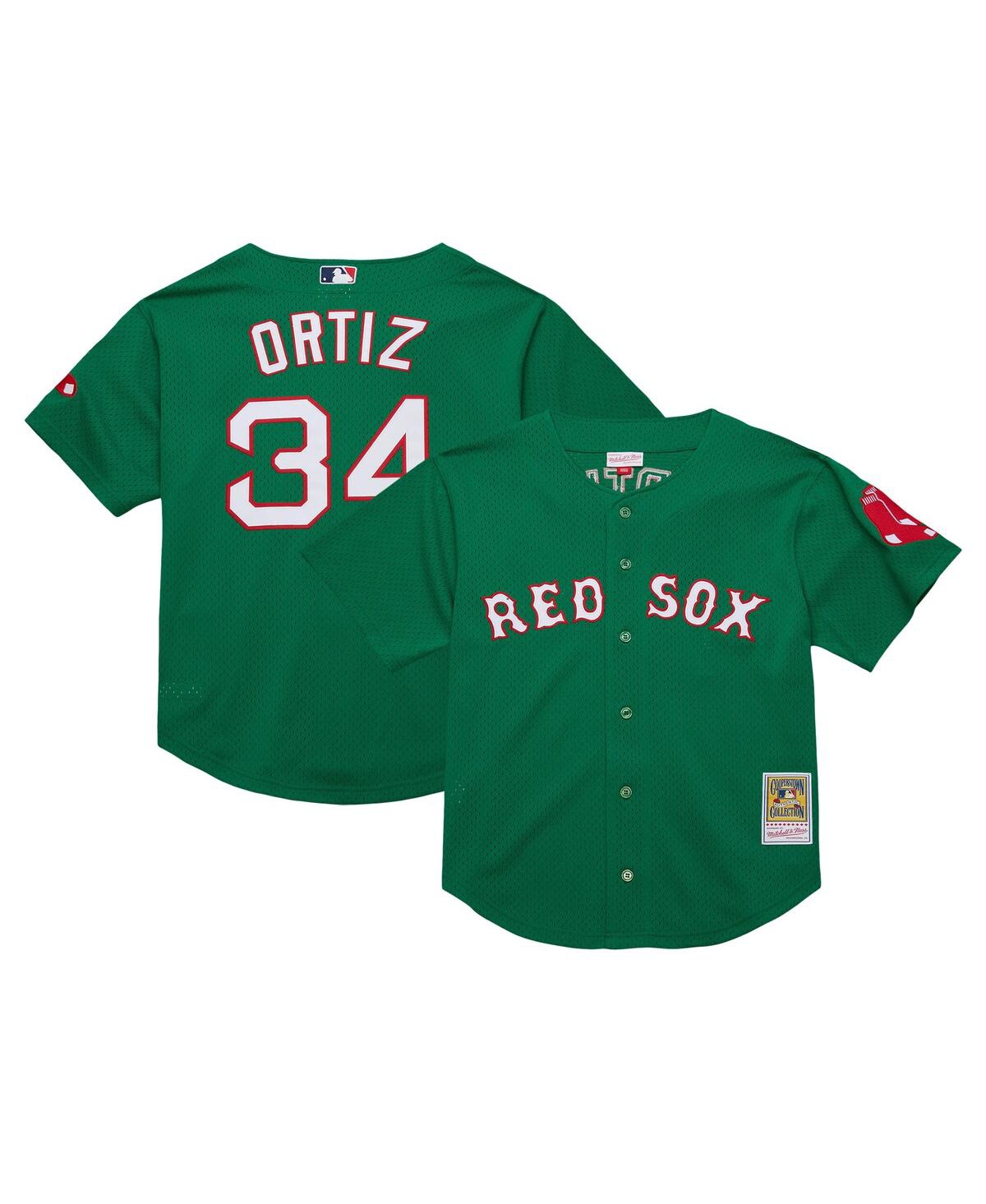 Men's Mitchell & Ness David Ortiz Kelly Green Boston Red Sox Cooperstown Collection Mesh Batting Practice Jersey - Kelly Green
