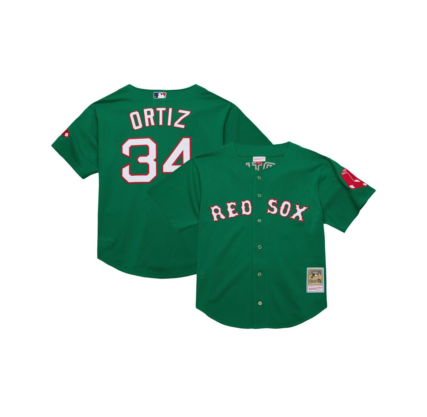 Men's David Ortiz Kelly Green Boston Red Sox Cooperstown Collection Mesh Batting Practice Jersey