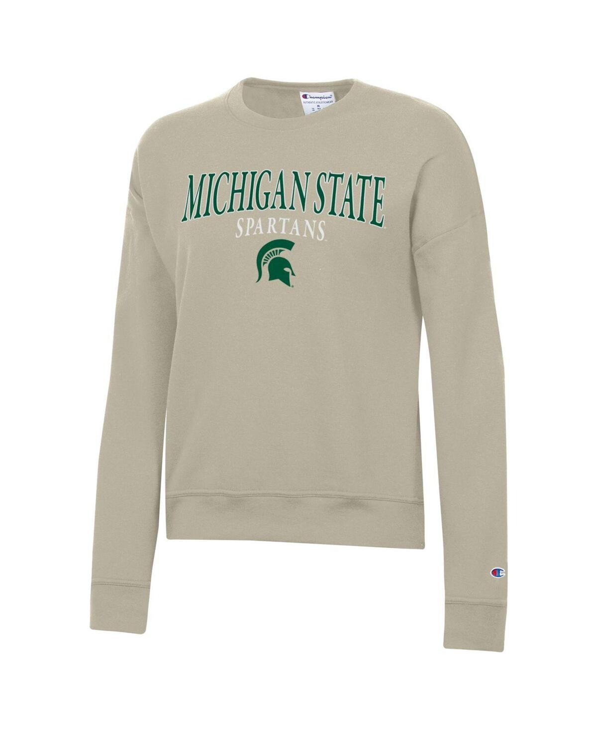 Champion Women's  Tan Michigan State Spartans Powerblend Pullover Sweatshirt In Tan