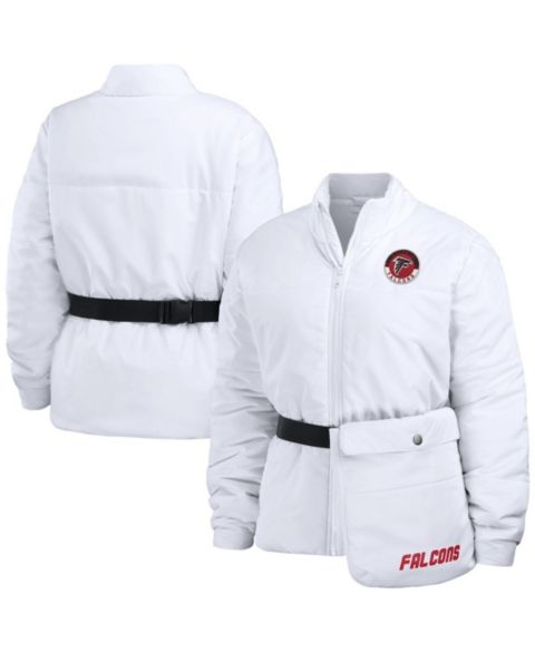 Женские куртки WEAR by Erin Andrews Women's White Atlanta Falcons Packaway Full-Zip Puffer Jacket