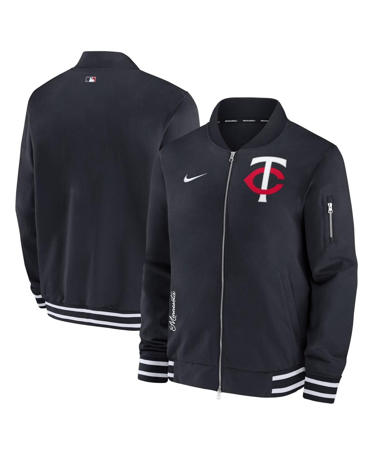 Men's Nike Navy Minnesota Twins Authentic Collection Full-Zip Bomber Jacket - Navy