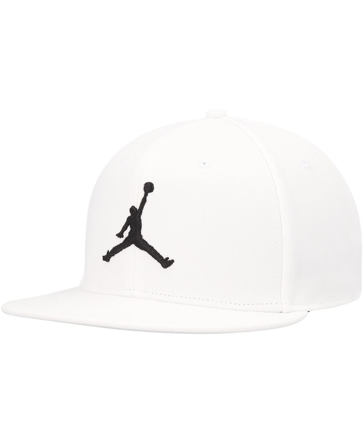 Shop Jordan Men's  White Pro Jumpman Snapback Hat