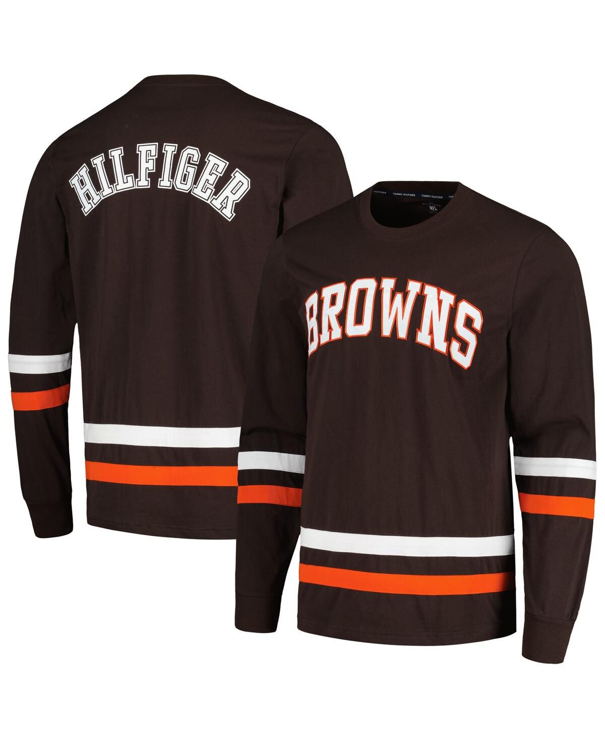 Мужская коричнево-оранжевая футболка Cleveland Browns Nolan с длинным рукавом