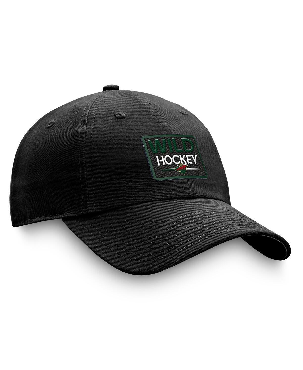 Shop Fanatics Men's  Black Minnesota Wild Authentic Pro Prime Adjustable Hat