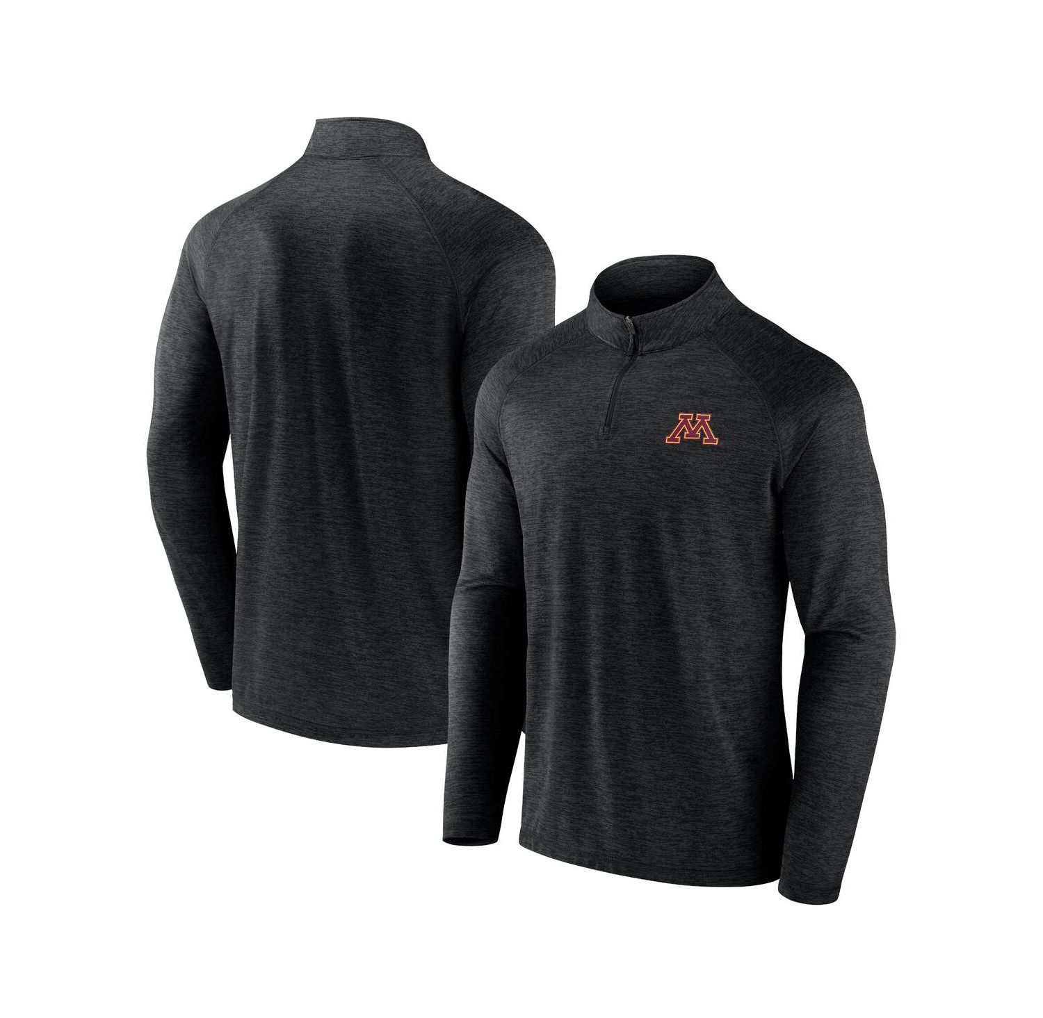 Men's Charcoal Minnesota Golden Gophers Primary Logo Raglan Quarter-Zip Top