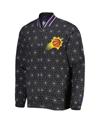 Men's Black Phoenix Suns In-Field Play Fashion Satin Full-Zip Varsity Jacket