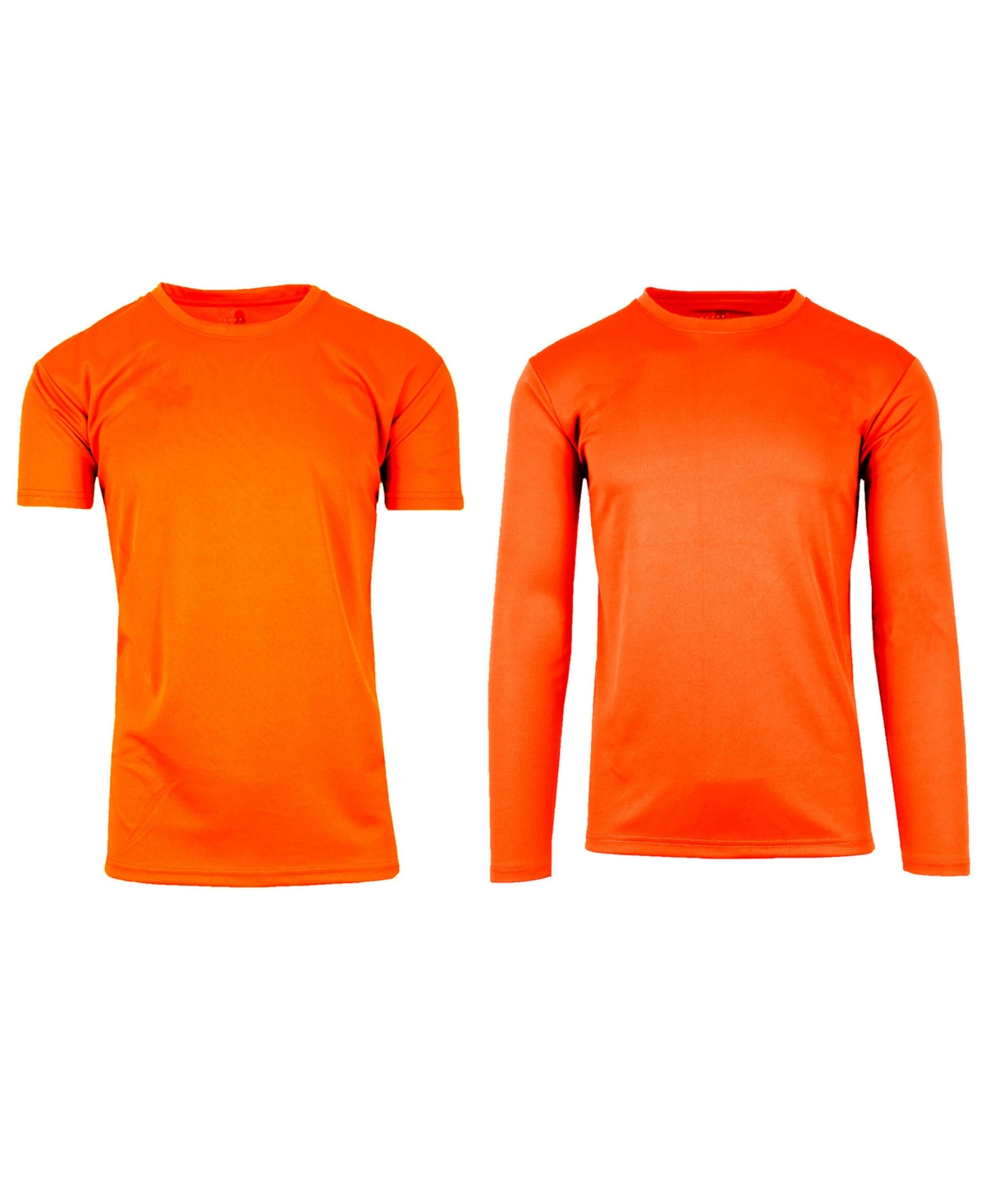 Men's Short Sleeve Long Sleeve Moisture-Wicking Quick Dry Performance Crew Neck Tee-2 Pack - Neon Orange-Neon Orange