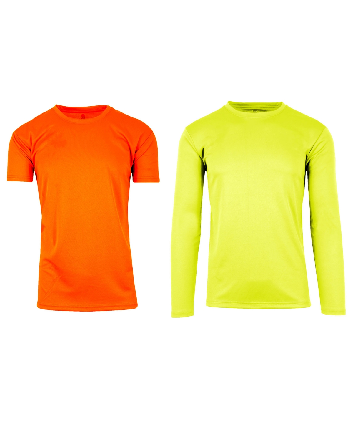 Men's Short Sleeve Long Sleeve Moisture-Wicking Quick Dry Performance Crew Neck Tee-2 Pack - Neon Orange-Neon Orange
