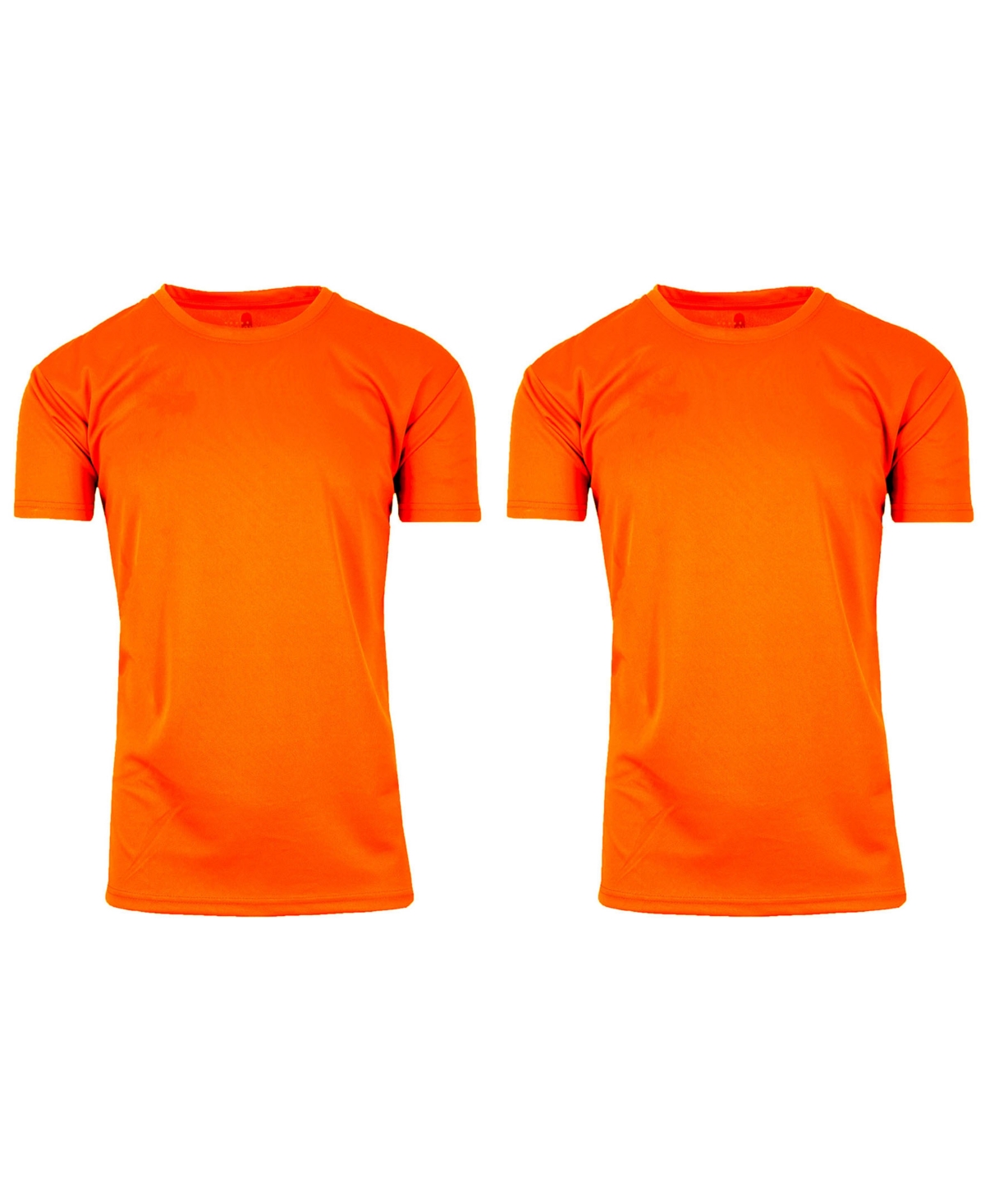 Men's Short Sleeve Moisture-Wicking Quick Dry Performance Crew Neck Tee -2 Pack - Neon Orange-Neon Orange