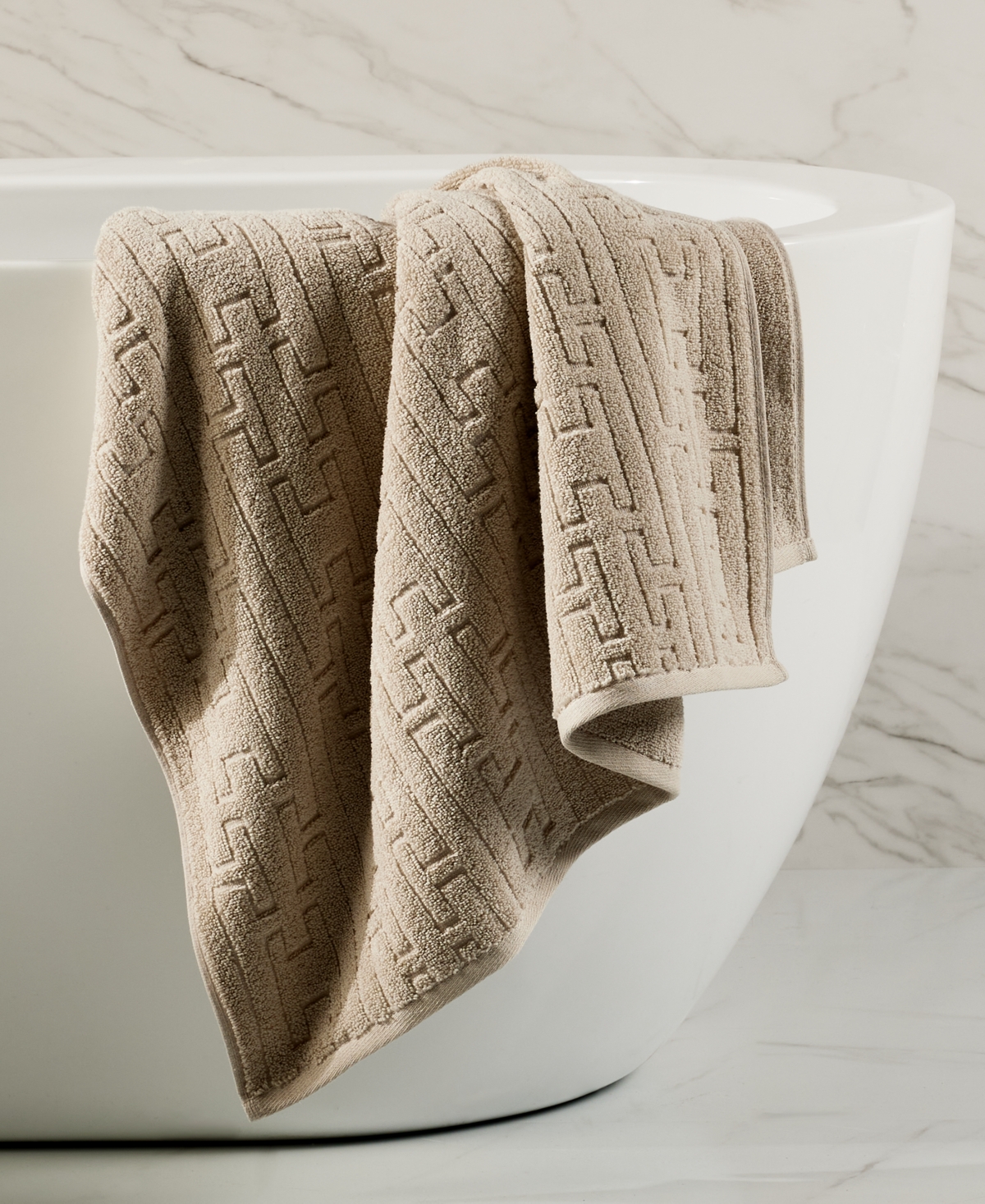 HOTEL COLLECTION SCULPTED CHAIN-LINK BATH TOWEL, 30" X 56", EXCLUSIVELY AT MACY'S 