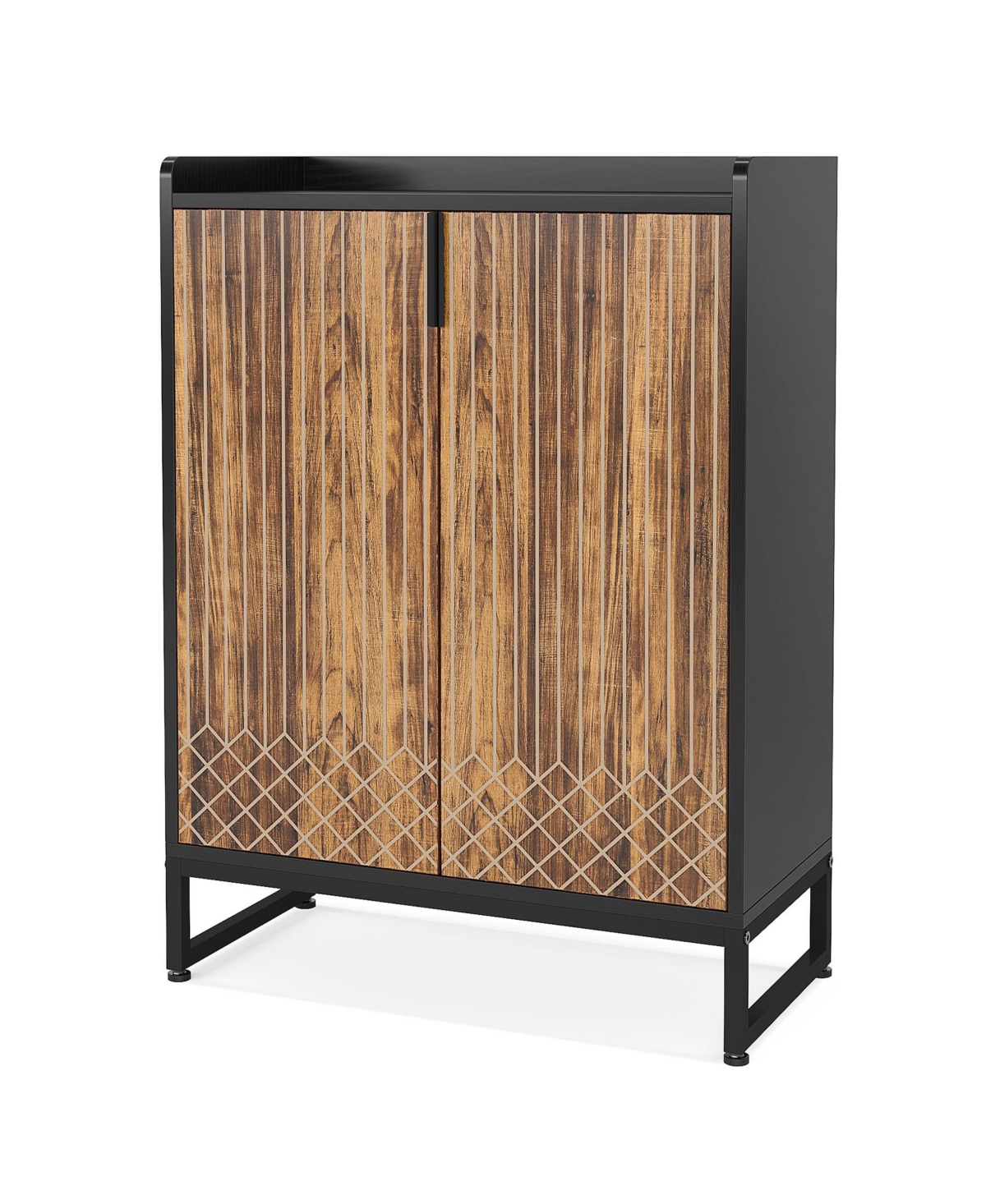 Tribesigns 25 Pair Shoe Cabinets with Doors, 5-tier Modern Shoe Rack Organizer Cabinet, Freestanding Wood Storage Cabinet for Bedroom Hallway Living R