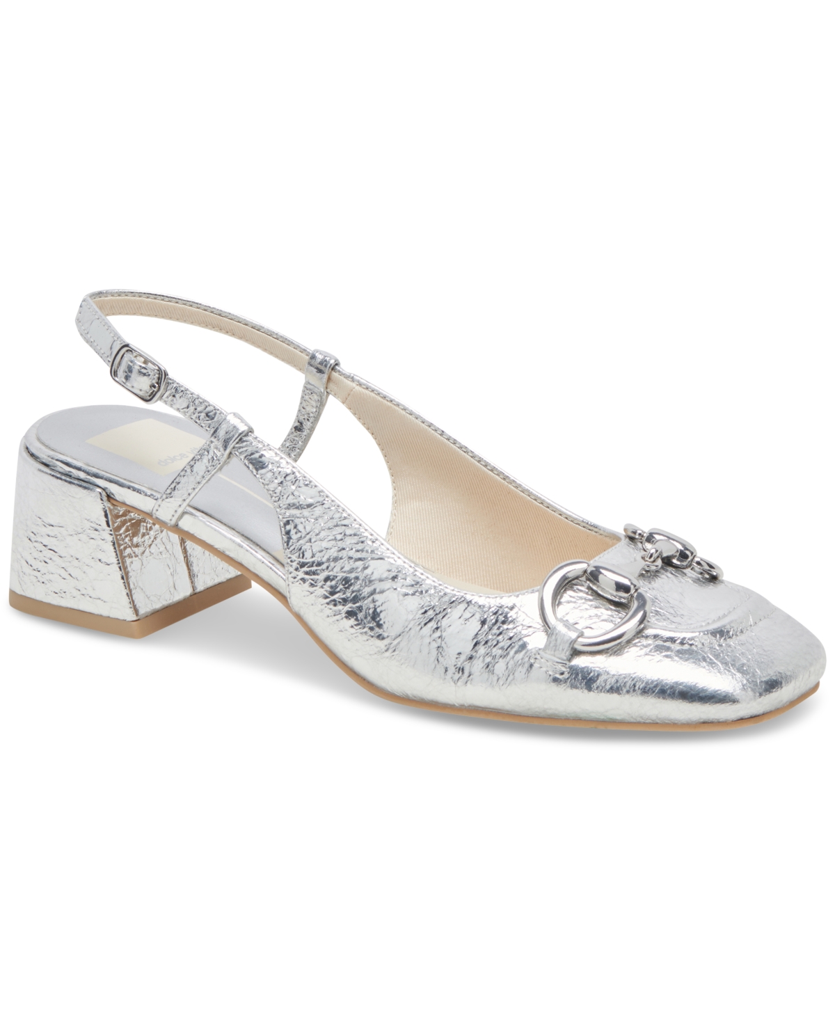 Shop Dolce Vita Women's Melli Slip-on Hardware Slingback Block-heel Pumps In Silver Distressed