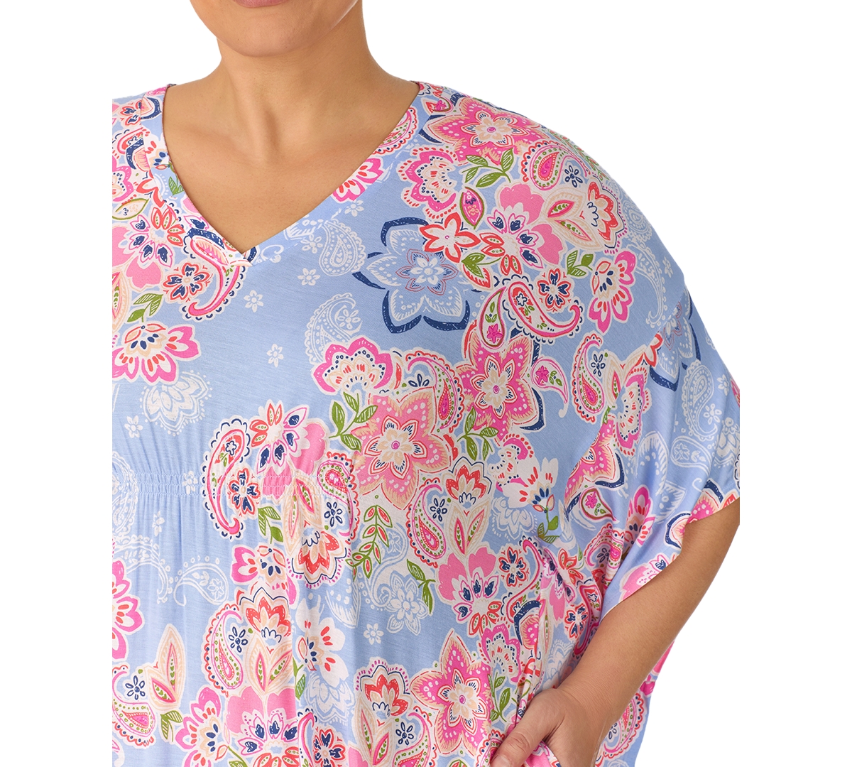 Ellen Tracy Plus Size Paisley V-Neck Caftan Nightgown