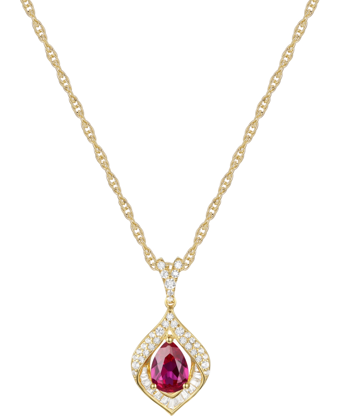 Lab-Grown Blue Sapphire (3/4 ct. t.w.) & Lab-Grown White Sapphire (1/3 ct. t.w.) Framed Pendant Necklace in Sterling Silver (Also in Additional Ge