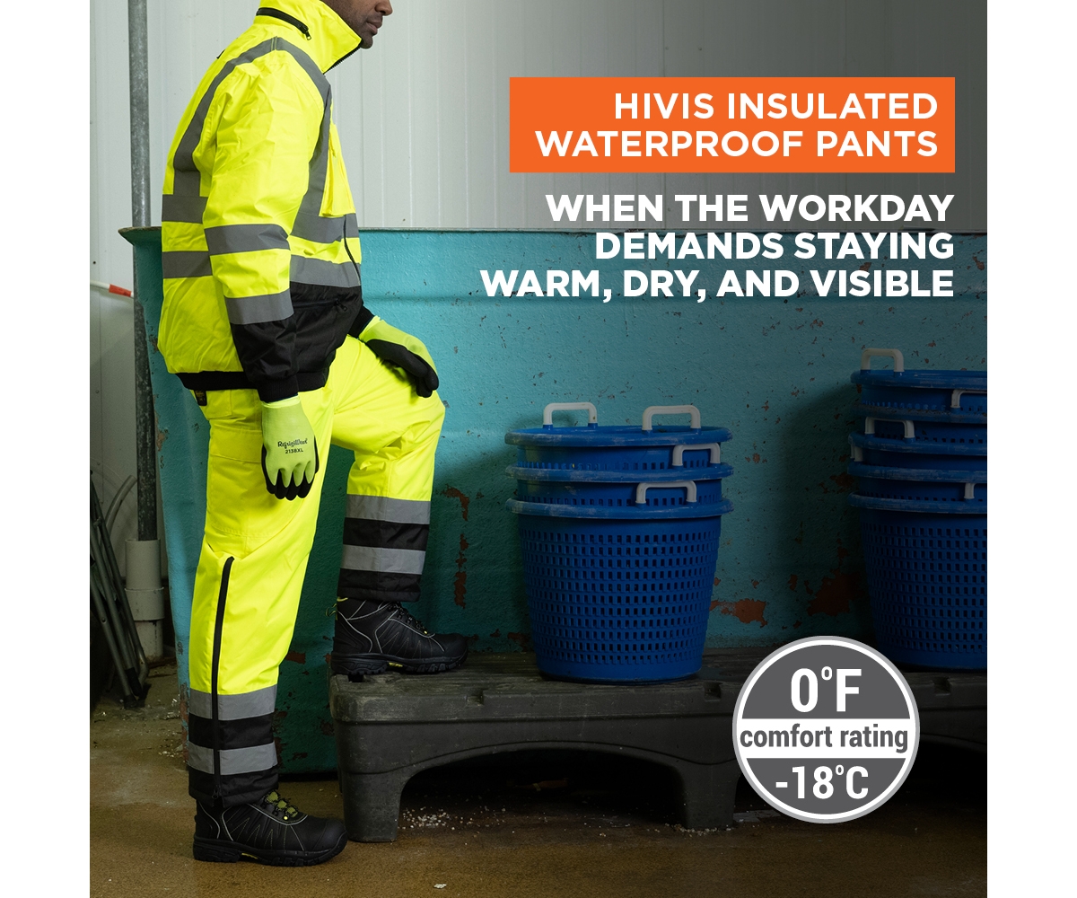 RefrigiWear Big & Tall Hi Vis Insulated Waterproof Comfort Stretch Work Pants