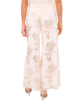 Women's Glitter Chiffon Wide-Leg Pull-On Pants